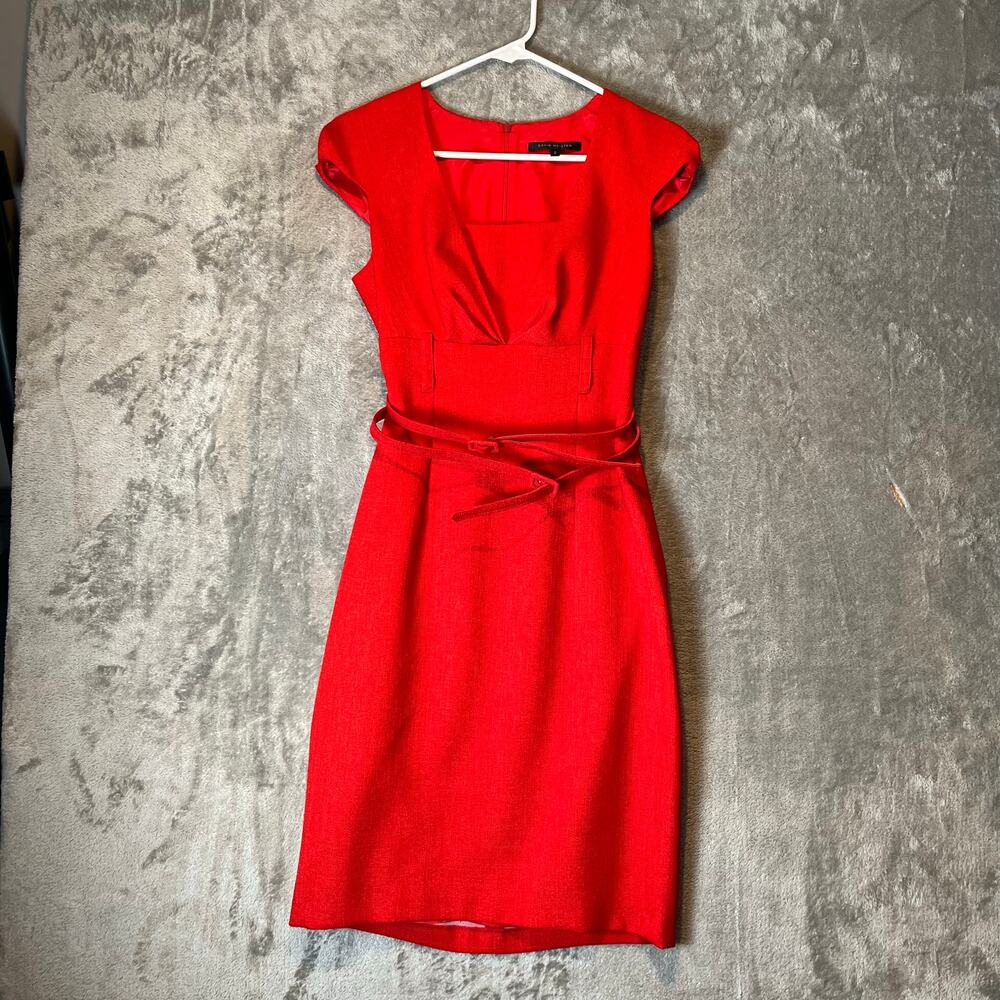 David‎ Meister Women’s Belted Cocktail Dress Size 2 Red